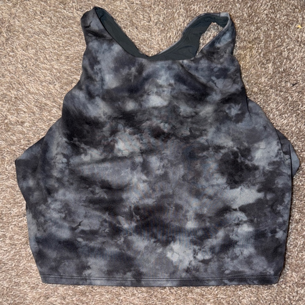 Athleta Black and Gray Tie-Dye Tank Top